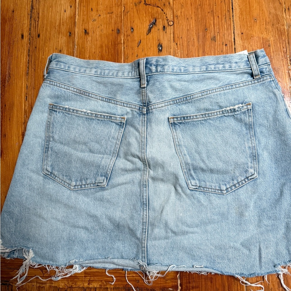 Agolde Light Wash Asymmetrical Denim Mini Skirt - Picture 5 of 6